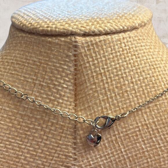 White Gold Plated Necklace with Circle Charm NEW - Picture 3 of 3